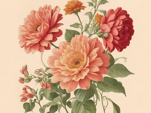 Illustrazione di fiori d'epoca