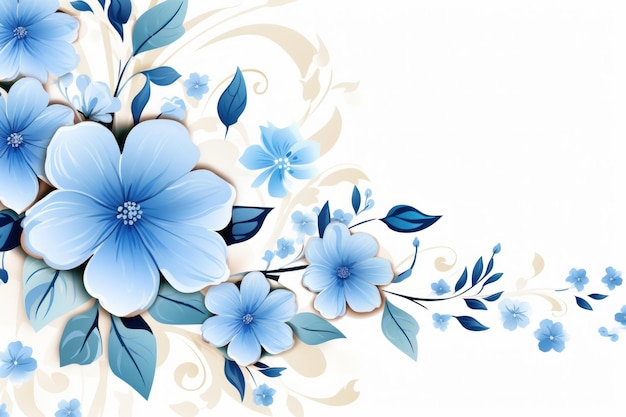 Illustrazione di fogliame astratto blu di eleganza botanica su una tela di sfondo AI generativa