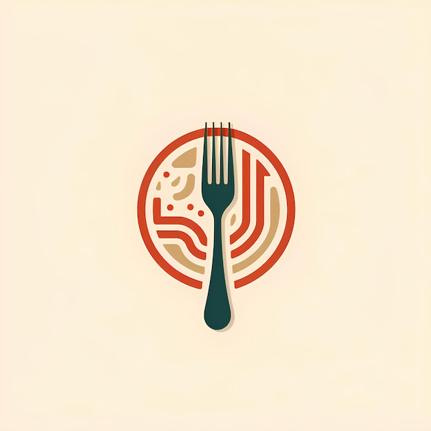 Illustrazione di forchetta e cucchiaio per mostrare la strada per il ristorante con un design elegante
