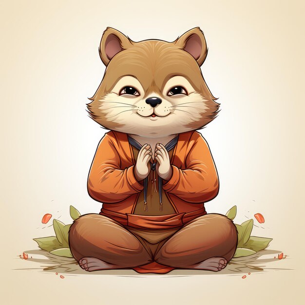 Illustrazione di Fox 3d seduta in posa yoga