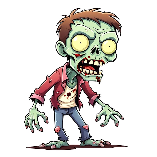 Illustrazione di fumetti zombie su sfondo bianco