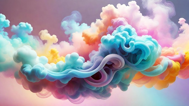 Illustrazione di fumo a colori pastello rendering 3D di sfondo astratto