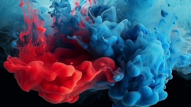 Illustrazione di fumo rosso e blu che vortica in aria