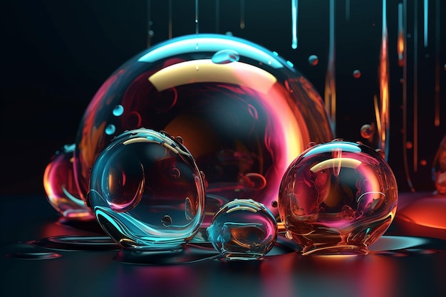 Illustrazione di fusione astratta di gocce di vetro vibranti