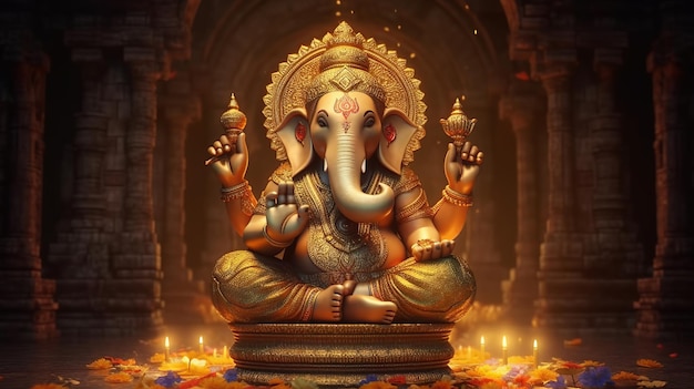 Illustrazione di Ganesha Chaturthi Ganesha AI generativa