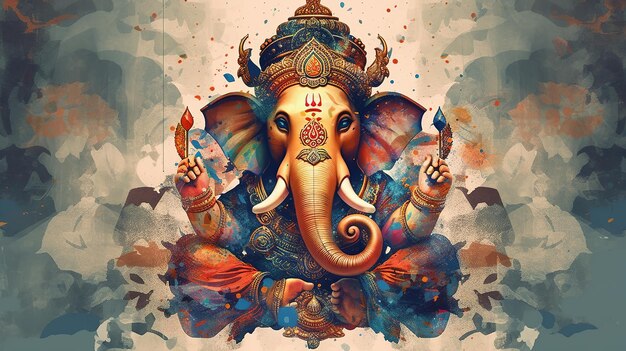 Illustrazione di Ganesha per Ganesha Chaturthi e Diwali Generative Ai