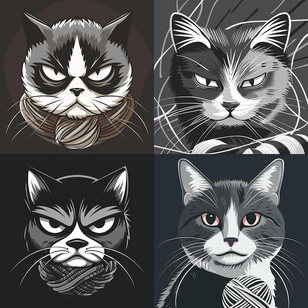 Illustrazione di gatto vettoriale illustrazioni adorabili di gatto