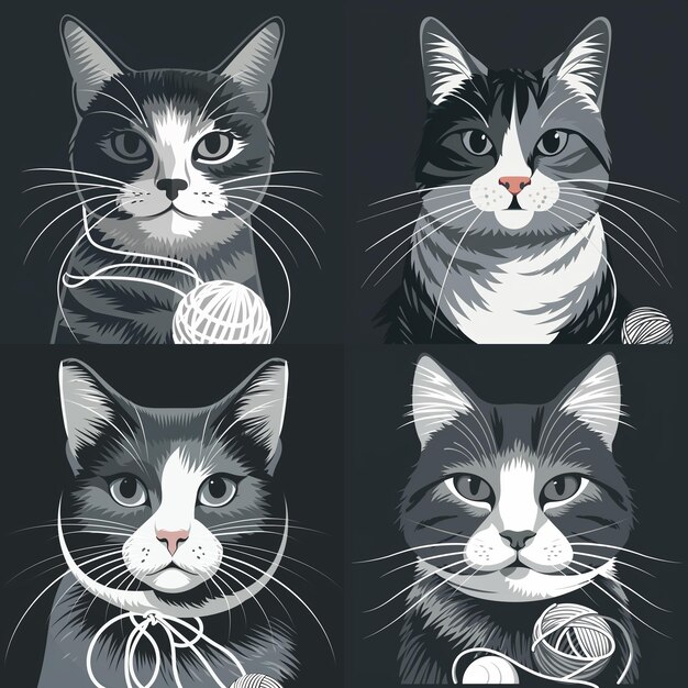 Illustrazione di gatto vettoriale illustrazioni adorabili di gatto