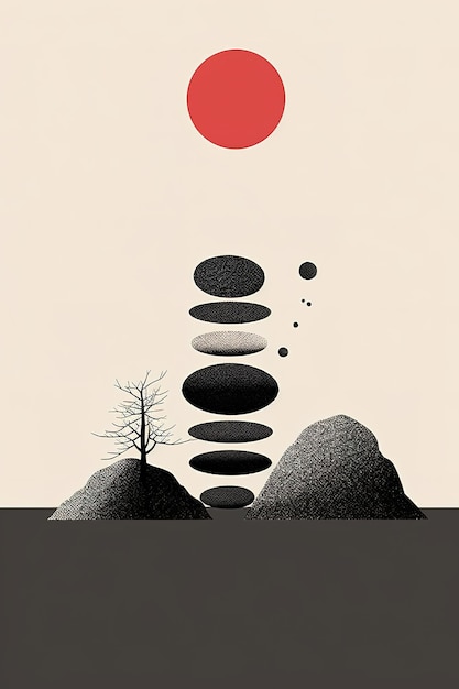 Illustrazione di giardino zen minimalista