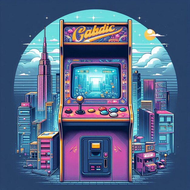 Illustrazione di giochi retro per macchine arcade