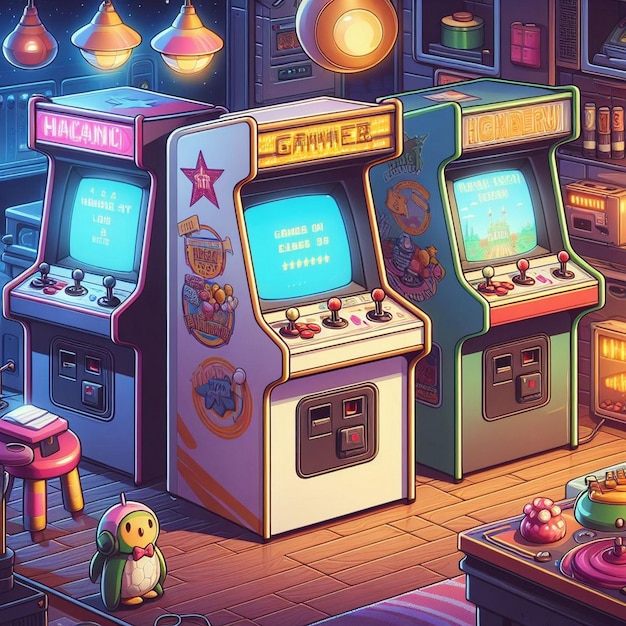 Illustrazione di giochi retro per macchine arcade