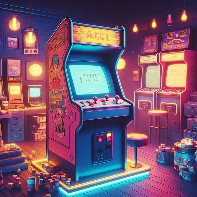 Illustrazione di giochi retro per macchine arcade