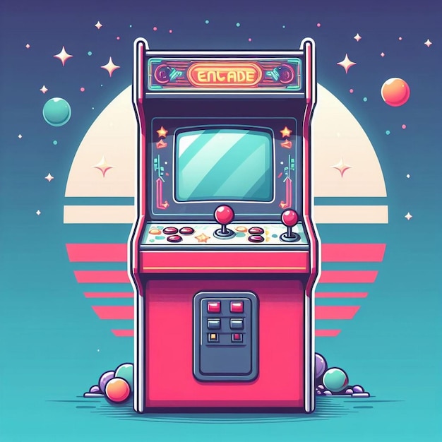 Illustrazione di giochi retro per macchine arcade