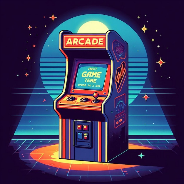 Illustrazione di giochi retro per macchine arcade