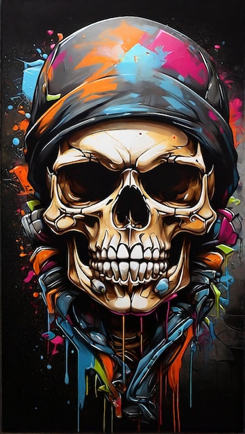 illustrazione di graffiti sul cranio
