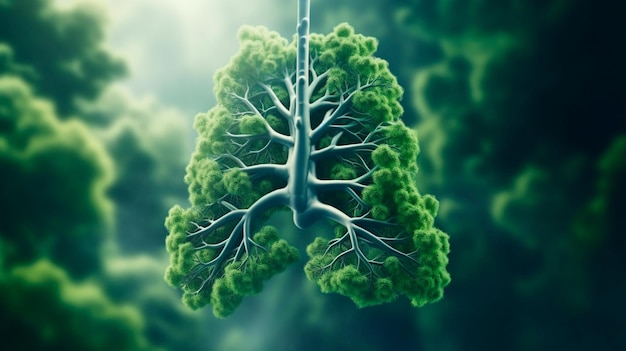 Illustrazione di Green Lung per un mondo migliore AI generativa