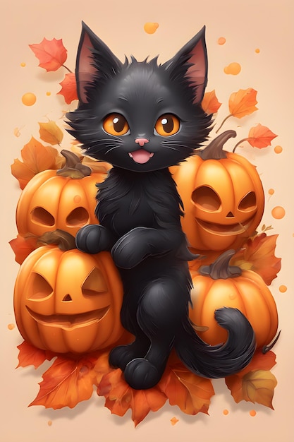 Illustrazione di Halloween e gatto