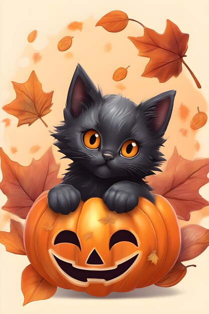 Illustrazione di Halloween e gatto