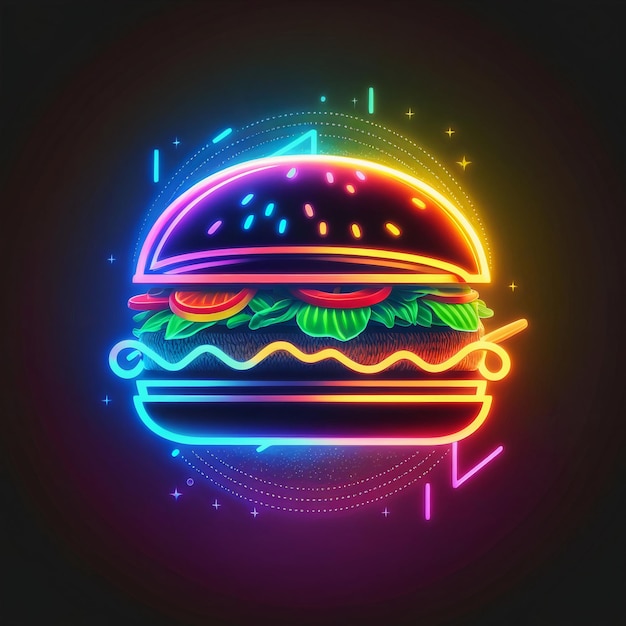 illustrazione di hamburger al neon