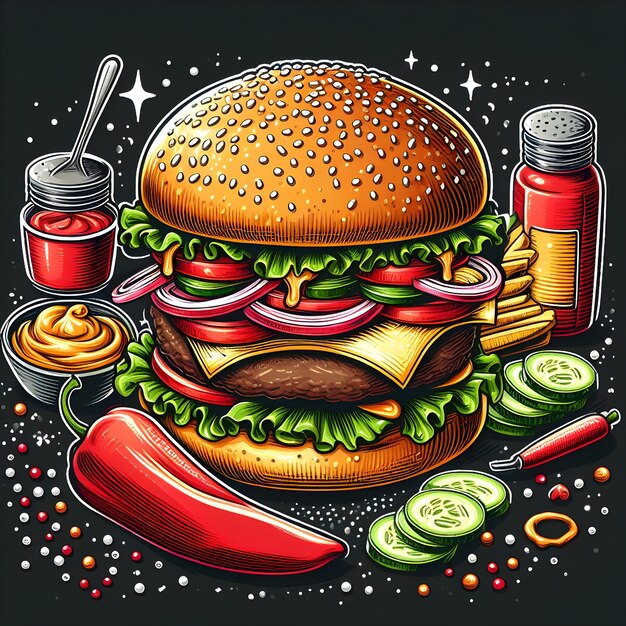 Illustrazione di hamburger disegnata a mano