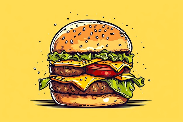 Illustrazione di hamburger Illustrazione di spuntini Illustrazione di fastfood AI generativa