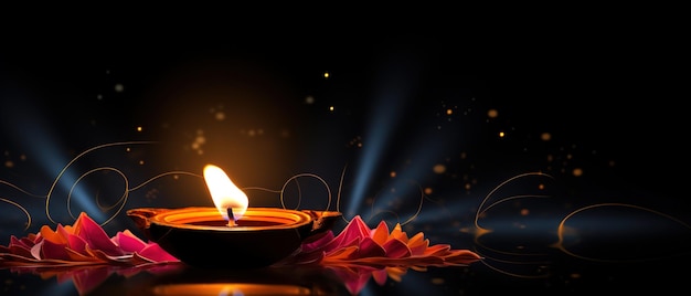 Illustrazione di Happy Diwali di Burning Diya On Happy Diwali Diwali Celebration Festival of Lights con sfondo