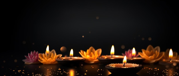 Illustrazione di Happy Diwali di Burning Diya On Happy Diwali Diwali Celebration Festival of Lights con sfondo