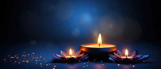 Illustrazione di Happy Diwali di Burning Diya On Happy Diwali Diwali Celebration Festival of Lights con sfondo