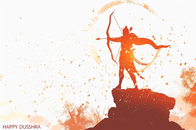 Illustrazione di Happy Dussehra del festival dell'India poster per Dussehra