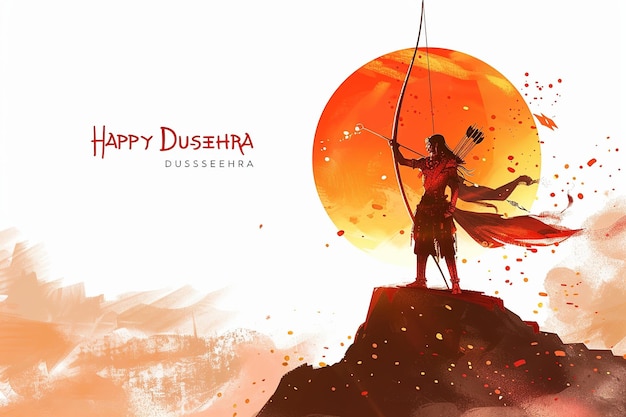 Illustrazione di Happy Dussehra del festival dell'India poster per Dussehra