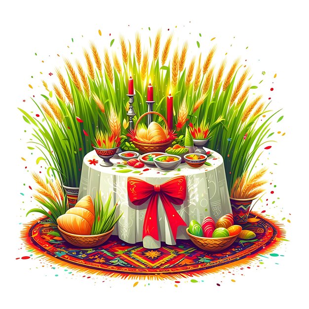 Illustrazione di Happy Nowruz su sfondo bianco ai generata