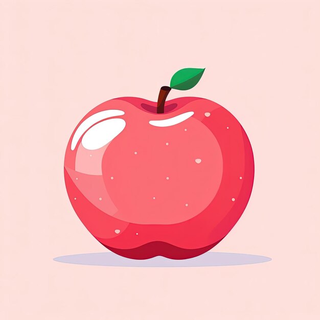 illustrazione di icona di un frutto di mela nello stile rosso chiaro e rosa