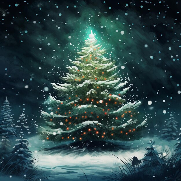 illustrazione di illustrazione dell'albero di Natale con la neve