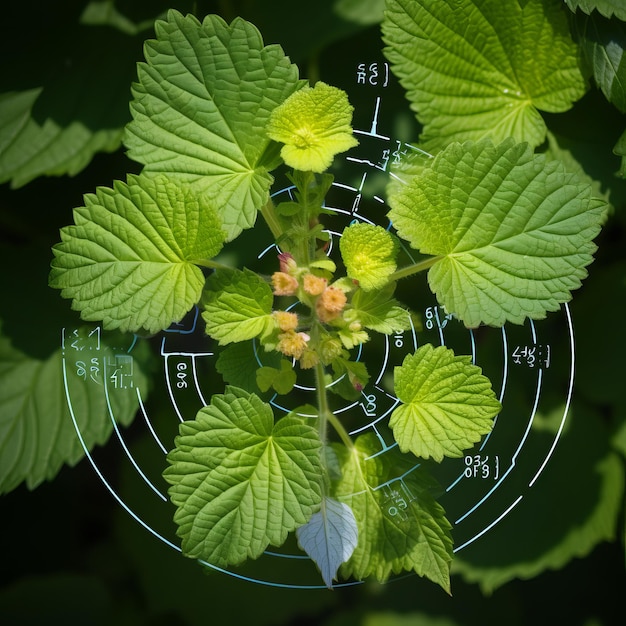 illustrazione di Immagine di foglie di piante in fiore che mostrano Fibonacci