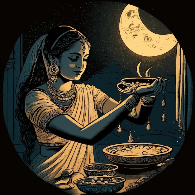 Illustrazione di karva Chauth Generative Ai