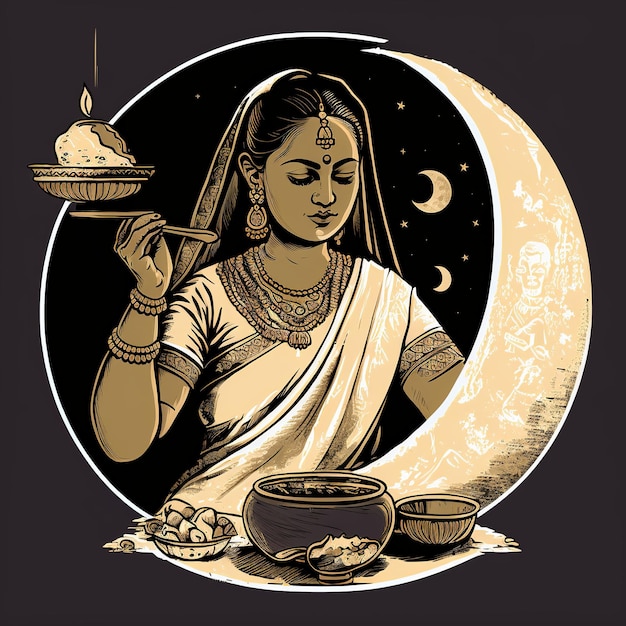 Illustrazione di karva Chauth Generative Ai