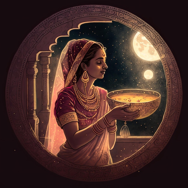 Illustrazione di karva Chauth Generative Ai