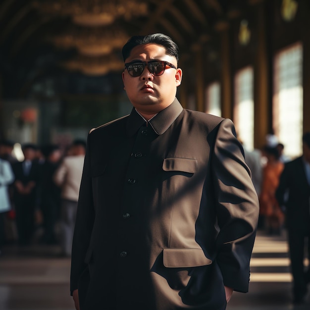 illustrazione di Kim Jong Un scattato lateralmente 60mm lente fov cinematografico