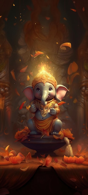 Illustrazione di Lord Ganesha per Ganesh Chaturthi Ai Generato