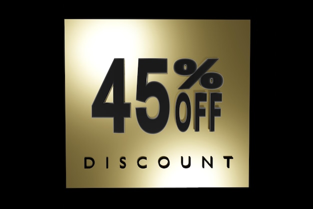 Illustrazione di lusso del 45% di sconto sull'illustrazione 3D in oro con sfondo e lettere nere con spazio per la copia
