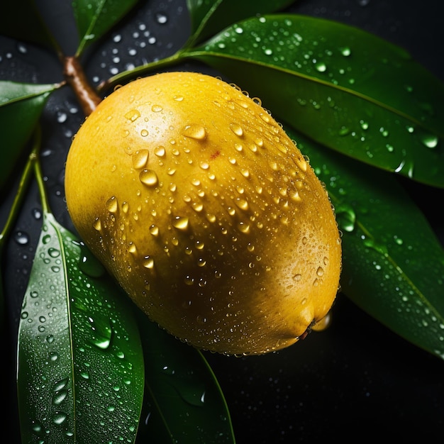 illustrazione di Mango ornato con scintillanti goccioline d'acqua in alto