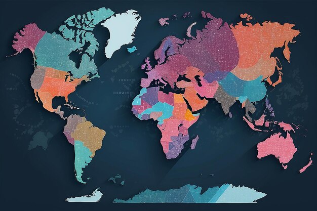 Illustrazione di mappe astratte con cartografia mappa del mondo generativa ai