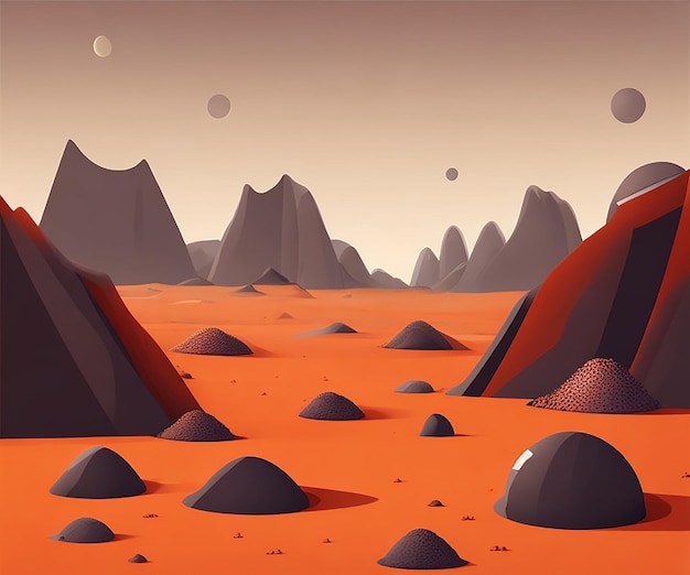 Illustrazione di Marte completa grigia di vettore libero