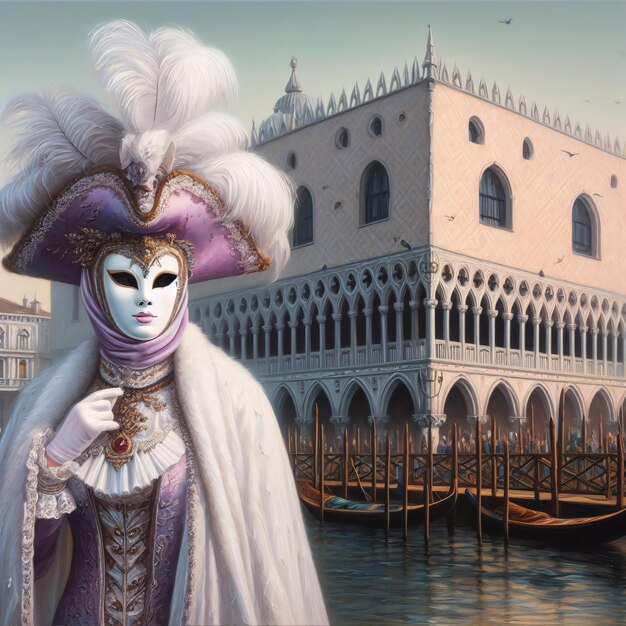 Illustrazione di maschere del carnevale veneziano