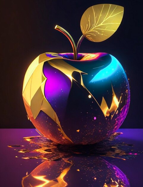 Illustrazione di mela immersa in metallo