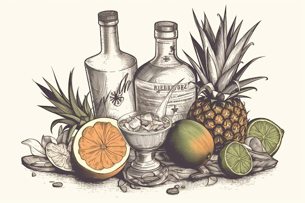 Illustrazione di mezcal rinfrescante disegnata a mano