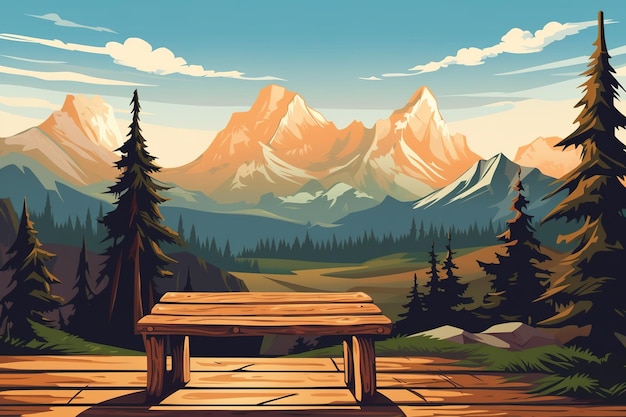 Illustrazione di montagna e foresta in stile piatto