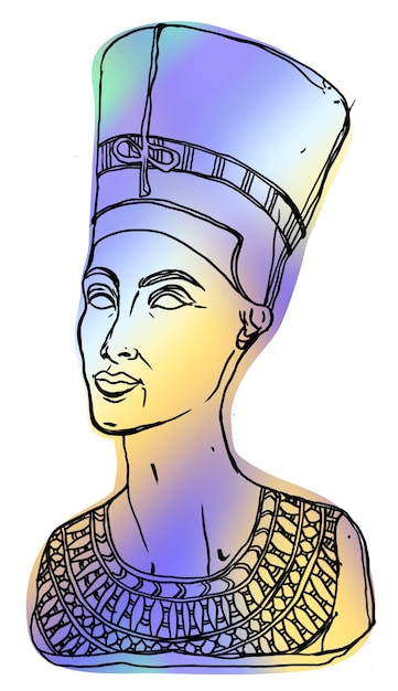 Illustrazione di Nefertiti illustrazione moderna e contemporanea eclettica