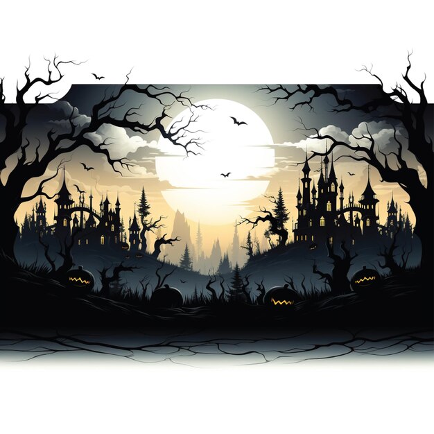 illustrazione di paesaggio forestale scuro
