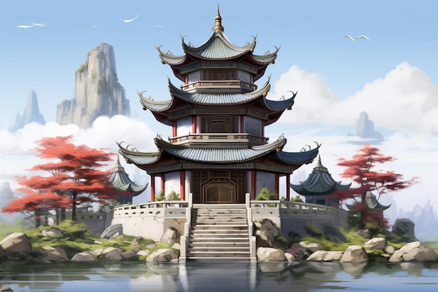 Illustrazione di pagoda cinese